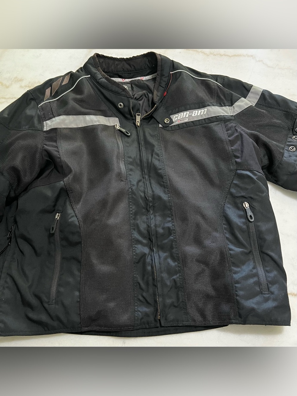 Can-Am Spyder Black Mesh Nylon Removable Liner Motorcycle Jacket Men Size TG/XL